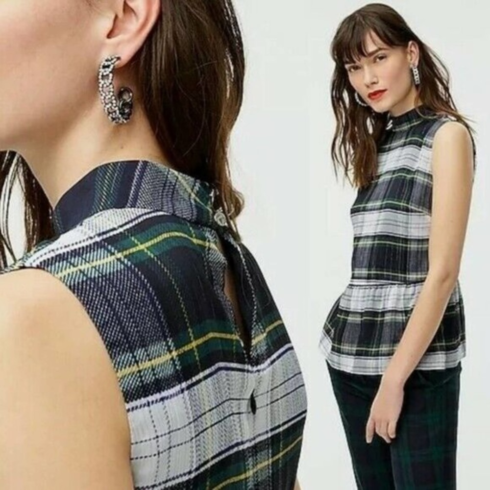 J. Crew Tartan Peplum Blouse size XS